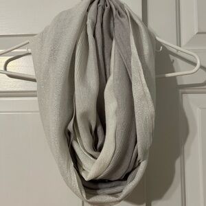 Calvin Klein infinity scarf- sheer, shimmery fabric in shades of gray and white